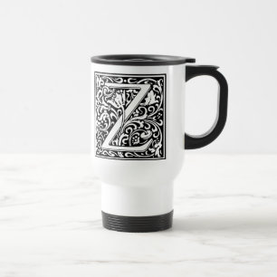 Letter Z Medieval Monogram Art Nouveau Travel Mug