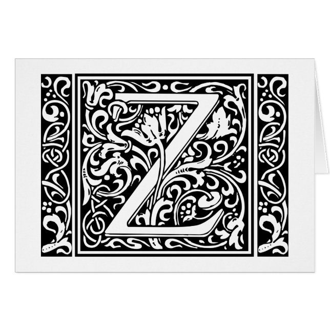 Letter Z Medieval Monogram Vintage Initial (Front Horizontal)