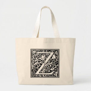 Letter Z Medieval Monogram Vintage Initial Large Large Tote Bag