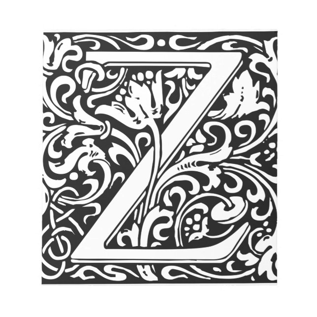 Letter Z Medieval Monogram Vintage Initial Notepad (Front)