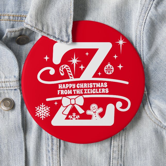 Letter Z Monogram Initial Family Name Greeting  6 Inch Round Button (In Situ)