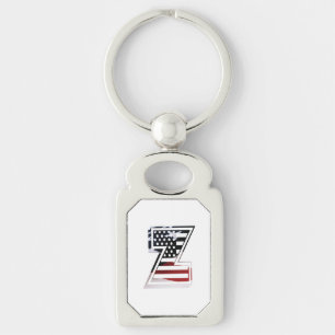 Letter Z Monogram Patriotic Keychain