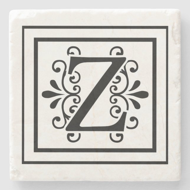 Letter Z Monogram Stone Coasters (Front)