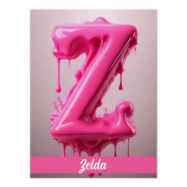 Letter Z, Monogram Z - Customizable Name Poster  (Front)