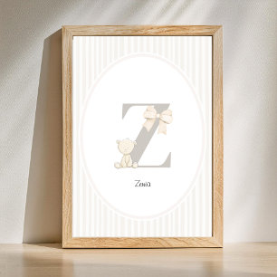 Letter Z Nursery Wall Art - Custom Baby Name Print