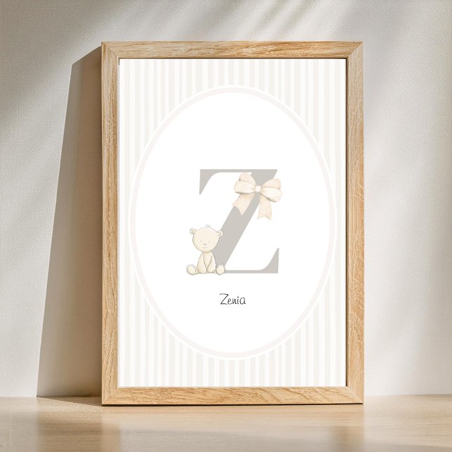 Letter Z Nursery Wall Art - Custom Baby Name Print (Letter Z Nursery Wall Art - Custom Baby Name Print)