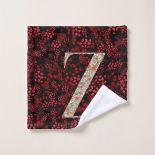 Letter Z red and burgundy liberty Bath Towel Set