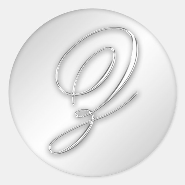 Letter Z script initial faux silver monogram favou Classic Round Sticker (Front)