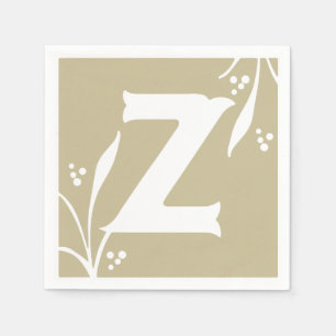Letter Z Taupe Alphabet ABC Blocks Baby Shower Bev Napkin