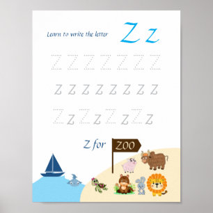 Letter Z Tracing Poster for Kids