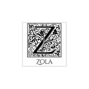 Letter Z Vintage First Letter with Custom Name Rubber Stamp