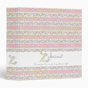 Letter Z Zabrina name meaning hearts flowers art Binder