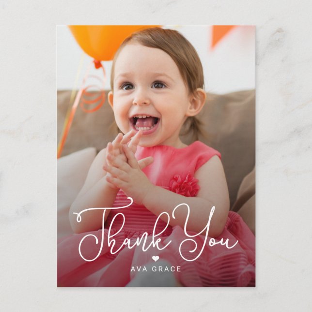 Lettered Charm Editable Colour Thank You Postcard (Front)