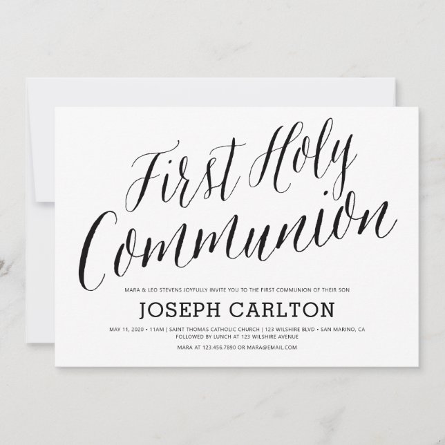 Lettered First Holy Communion Invitation (Front)