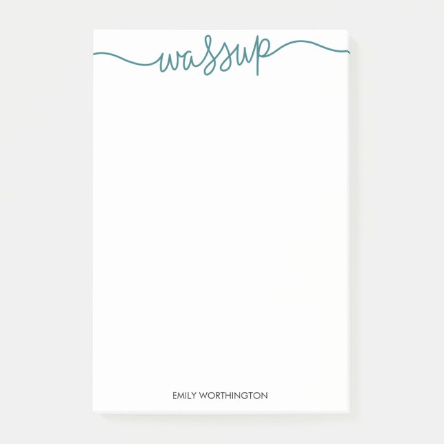 Lettered Wassup Custom Post-it® Notes (Teal) (Front)