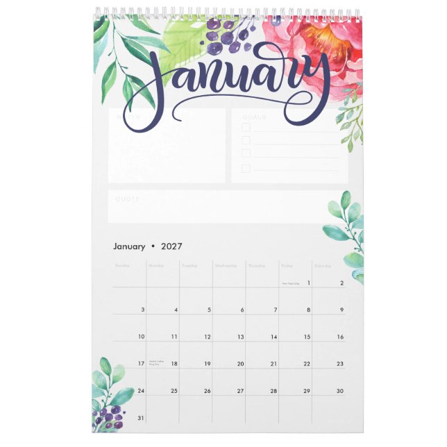 Lettered watercolor calendar - Personalized (Jan 2027)