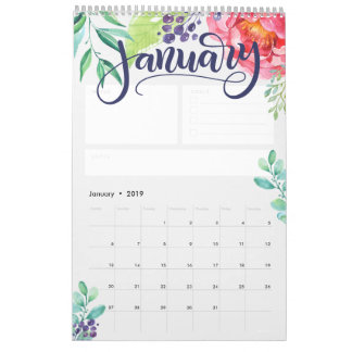 Lettered watercolor calendar - Personalized
