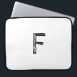 letterf laptop sleeve<br><div class="desc">Our laptop sleeve is the perfect accessory to protect your device while on the go. Made of durable, water-resistant material, it will keep your laptop safe from spills, scratches, and other damage. The exterior of the sleeve is white, providing the perfect canvas for your custom design. We offer a variety...</div>