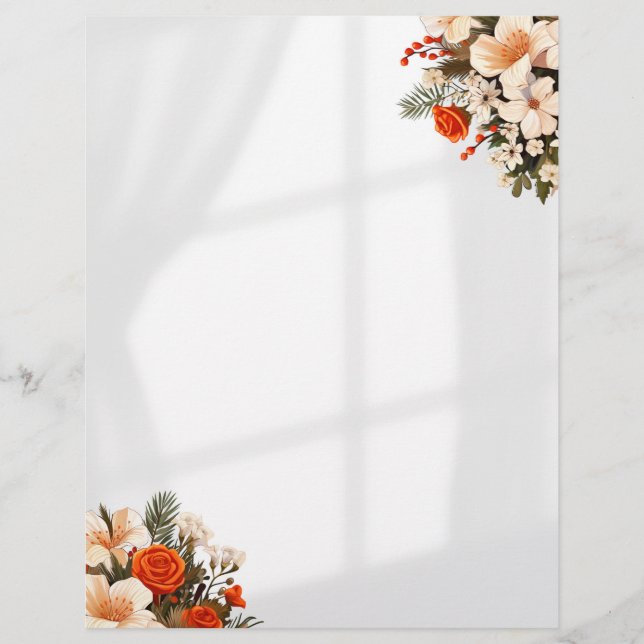 letterhead ,floral letterhead paper  (Front)