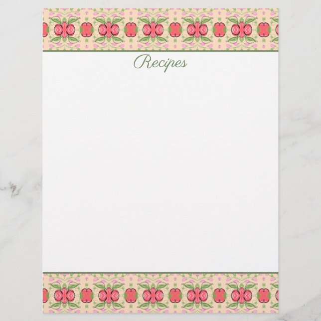 Letterhead or Recipe Sheet Paper (Front)