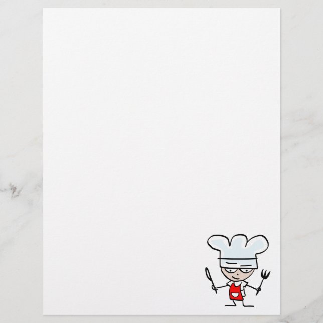 Letterhead with chef cartoon - Cooking stationery (Front)