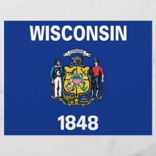 Letterhead with Flag of Wisconsin, USA