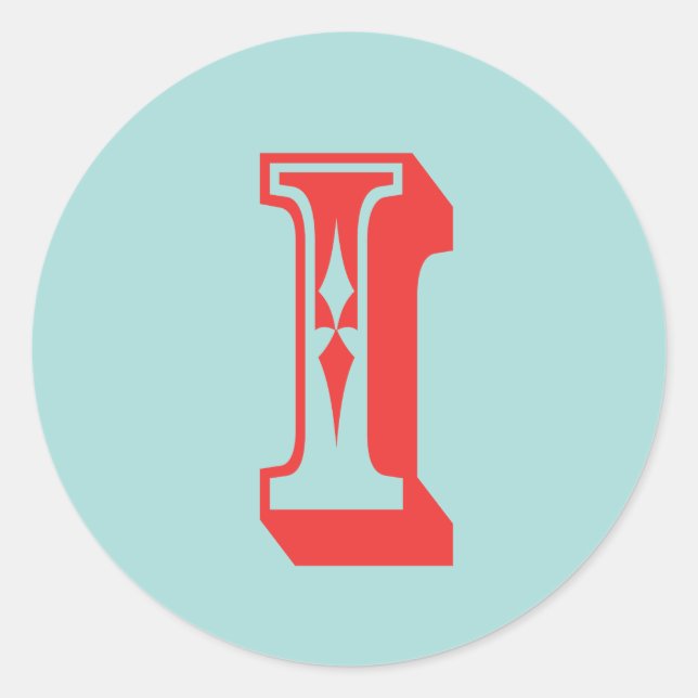 LetterI I carnival style monogram initial favour Classic Round Sticker (Front)
