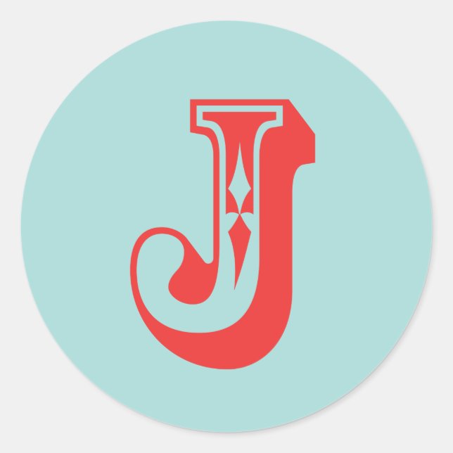 LetterI J carnival style monogram initial favour Classic Round Sticker (Front)