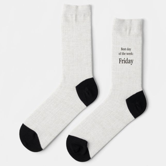 Lettering black on linen, Best day of the week Socks (Left)