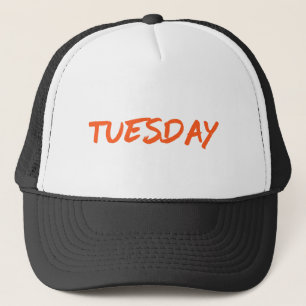 Lettering Design ‘Tuesday’ in Orange Trucker Hat
