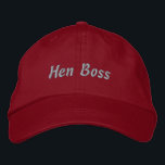 Lettering Hen Boss in Grey Embroidered Hat<br><div class="desc">Lettering,  embroidery on a hat. For the small farmer who love eggs. And chicken. And even more eggs. Suggestion: red hat with grey lettering. Other colour base might work too. If you prefer a different text,  please customize the lettering. It can be personalized.</div>