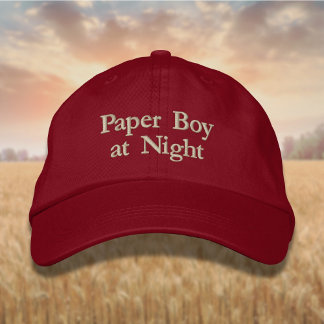 Lettering Paper Boy at Night Embroidered Hat