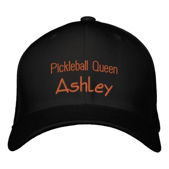 Lettering Pickleball Queen Ashley Embroidered Hat (Front)
