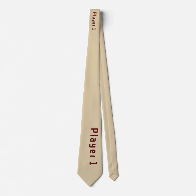 Lettering Player 1 in Deep Red on Beige Tie (Front)