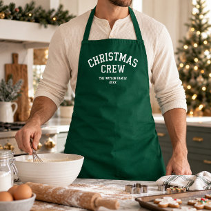 Letterman Christmas Crew Collegiate Family Name Apron