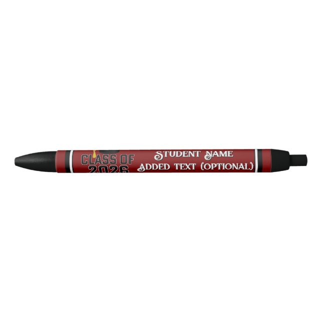 Letterman Class of 2026 Graduation  Black Ink Pen (Front)