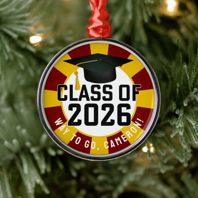 Letterman Class of 2026 Graduation Metal Ornament (Tree)