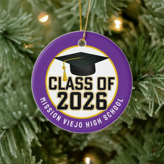 Letterman Class of 2026 Photo Graduation Ceramic Ornament (Tree)