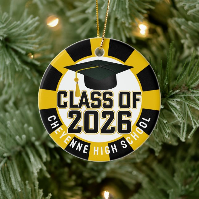 Letterman Class of 2026 Photo Graduation Ceramic Ornament (Tree)