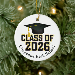 Letterman Class of 2026 Photo Graduation Ceramic Ornament