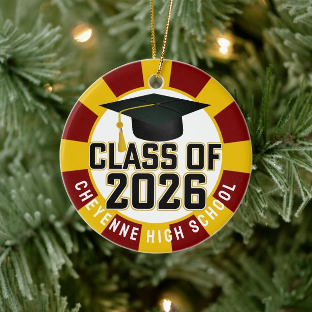 Letterman Class of 2026 Photo Graduation Ceramic Ornament (Tree)