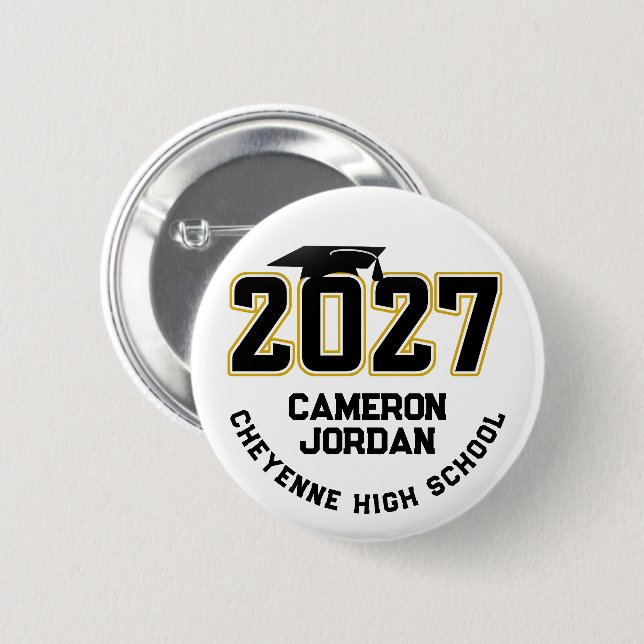 Letterman Class of 2027 Graduation 2 Inch Round Button (Front & Back)