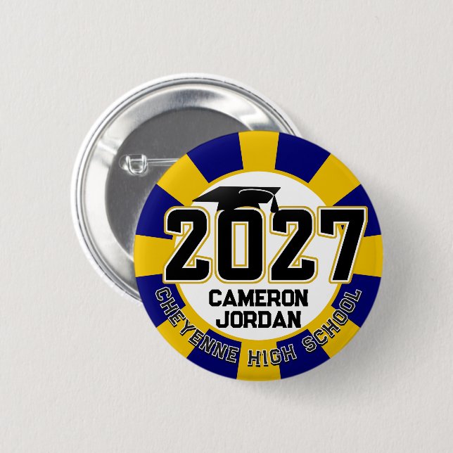 Letterman Class of 2027 Graduation 2 Inch Round Button (Front & Back)