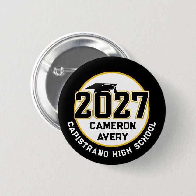 Letterman Class of 2027 Graduation 2 Inch Round Button (Front & Back)