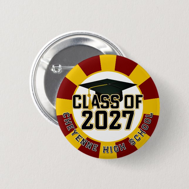 Letterman Class of 2027 Graduation 2 Inch Round Button (Front & Back)