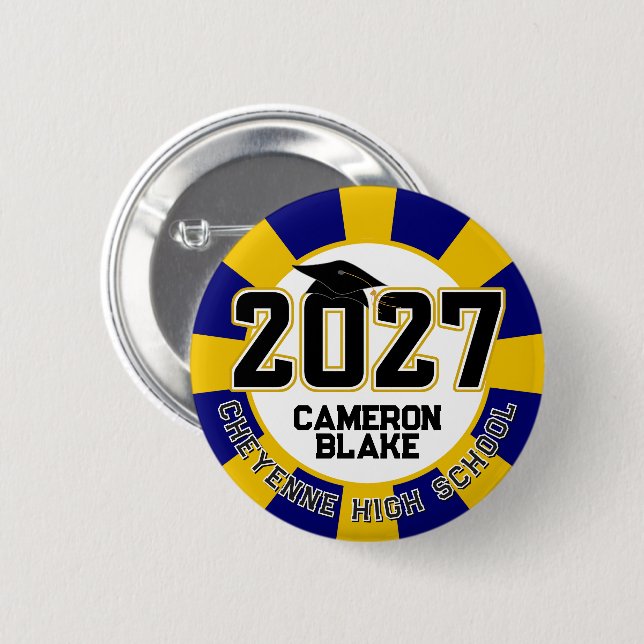 Letterman Class of 2027 Graduation 2 Inch Round Button (Front & Back)
