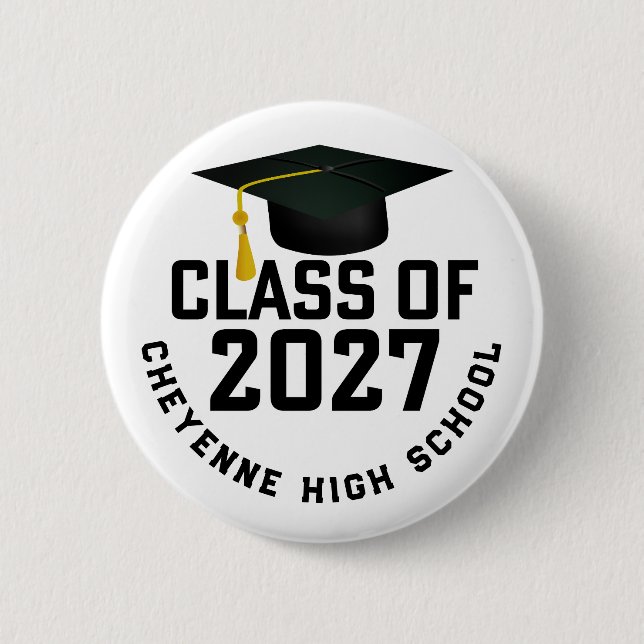 Letterman Class of 2027 Graduation 2 Inch Round Button (Front)