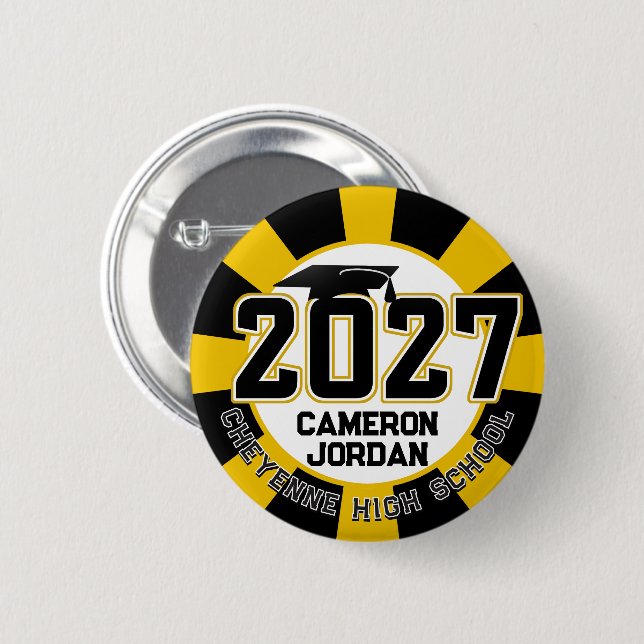 Letterman Class of 2027 Graduation 2 Inch Round Button (Front & Back)