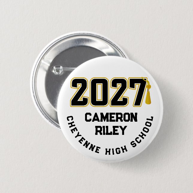 Letterman Class of 2027 Graduation 2 Inch Round Button (Front & Back)
