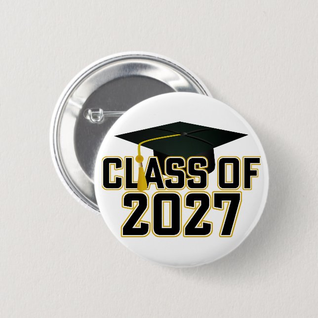 Letterman Class of 2027 Graduation 2 Inch Round Button (Front & Back)